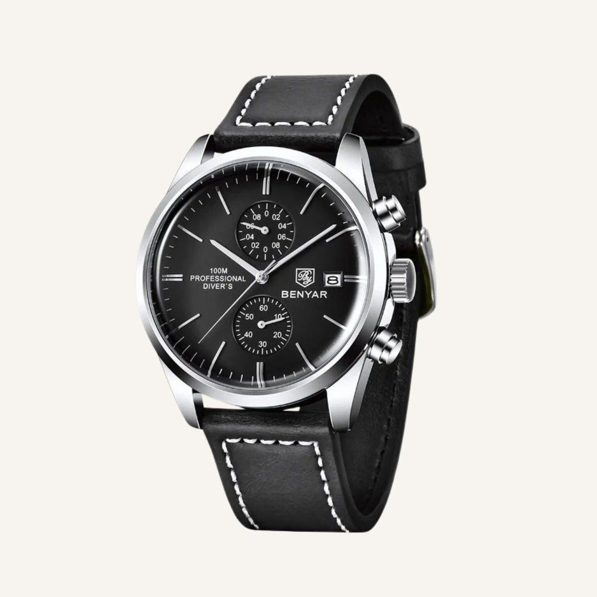 St. Martin Co Rose Gold Chronograph with Black Dial — detail view