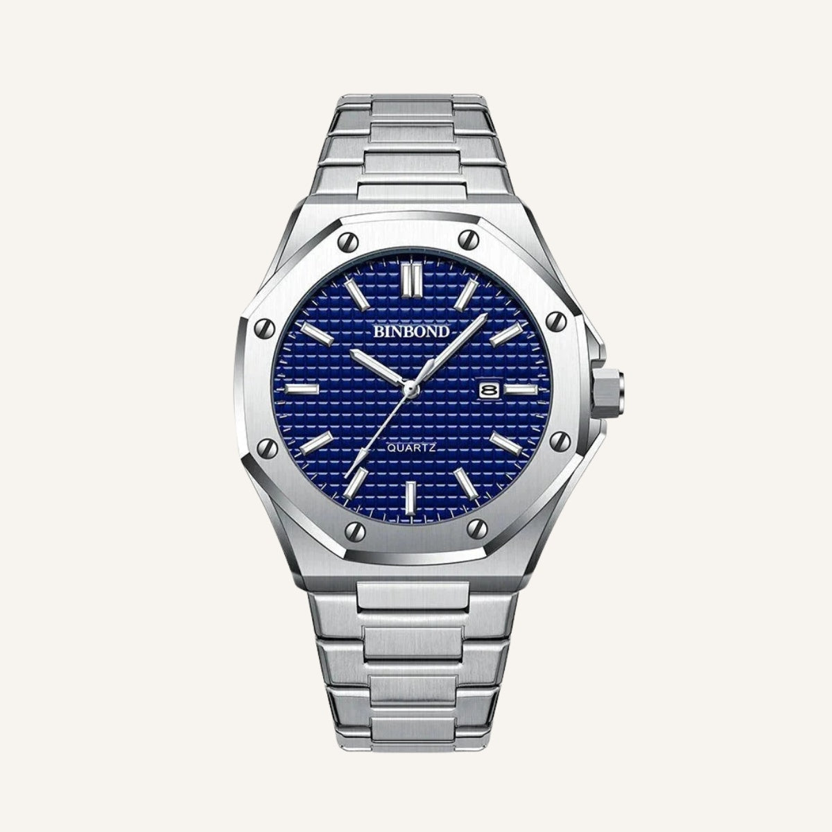 St. Martin Co Octagonal Steel Quartz Watch Black Dial — side view