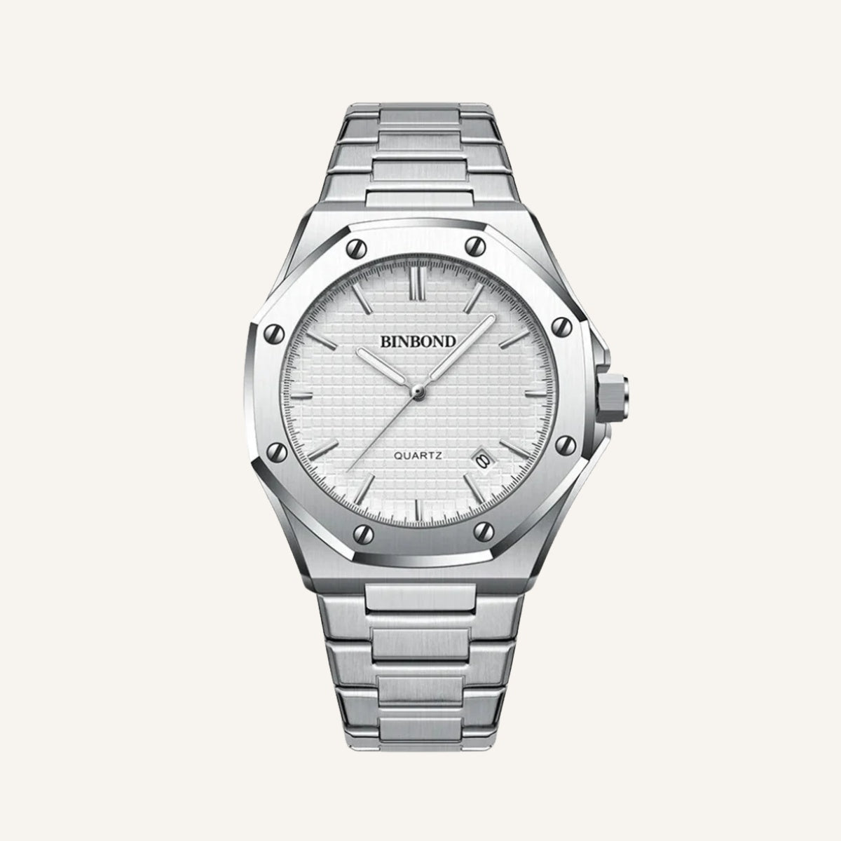 St. Martin Co Octagonal Steel Quartz Watch Black Dial — back view