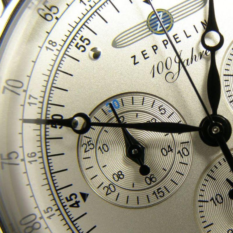 St. Martin Co Chronograph Alarm Watch Ivory Dial Dark Strap — detail view