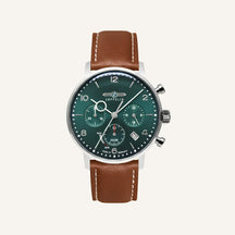 St. Martin Co Forest Dial Solar Chronograph Tan Strap — front view