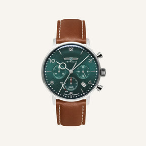 St. Martin Co Forest Dial Solar Chronograph Tan Strap — front view