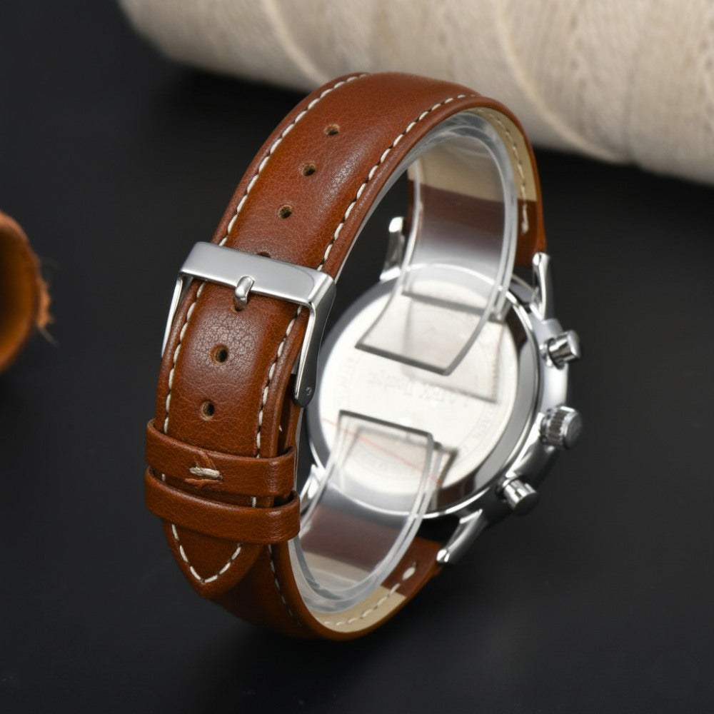 St. Martin Co Forest Dial Solar Chronograph Tan Strap — detail view