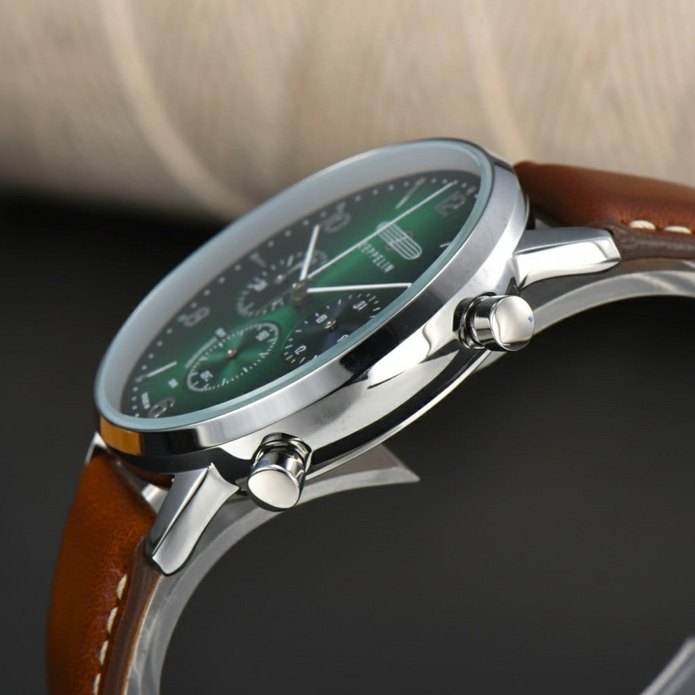 St. Martin Co Forest Dial Solar Chronograph Tan Strap — detail view