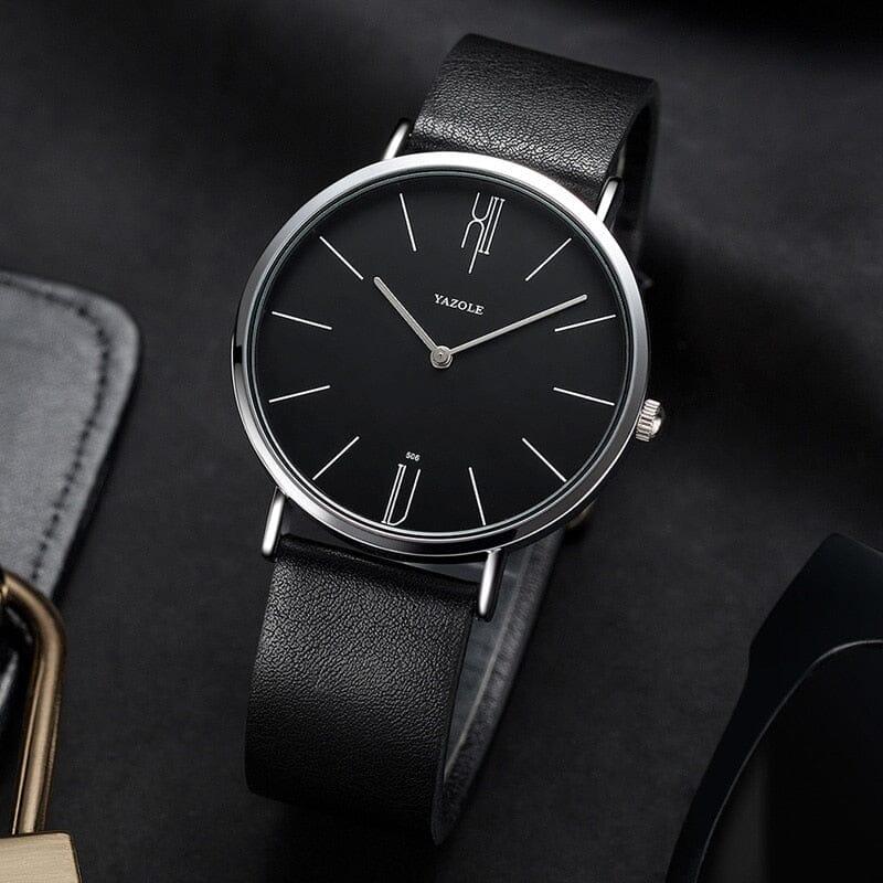 St. Martin Co Slim Dial Tan Leather Dress Watch — detail view