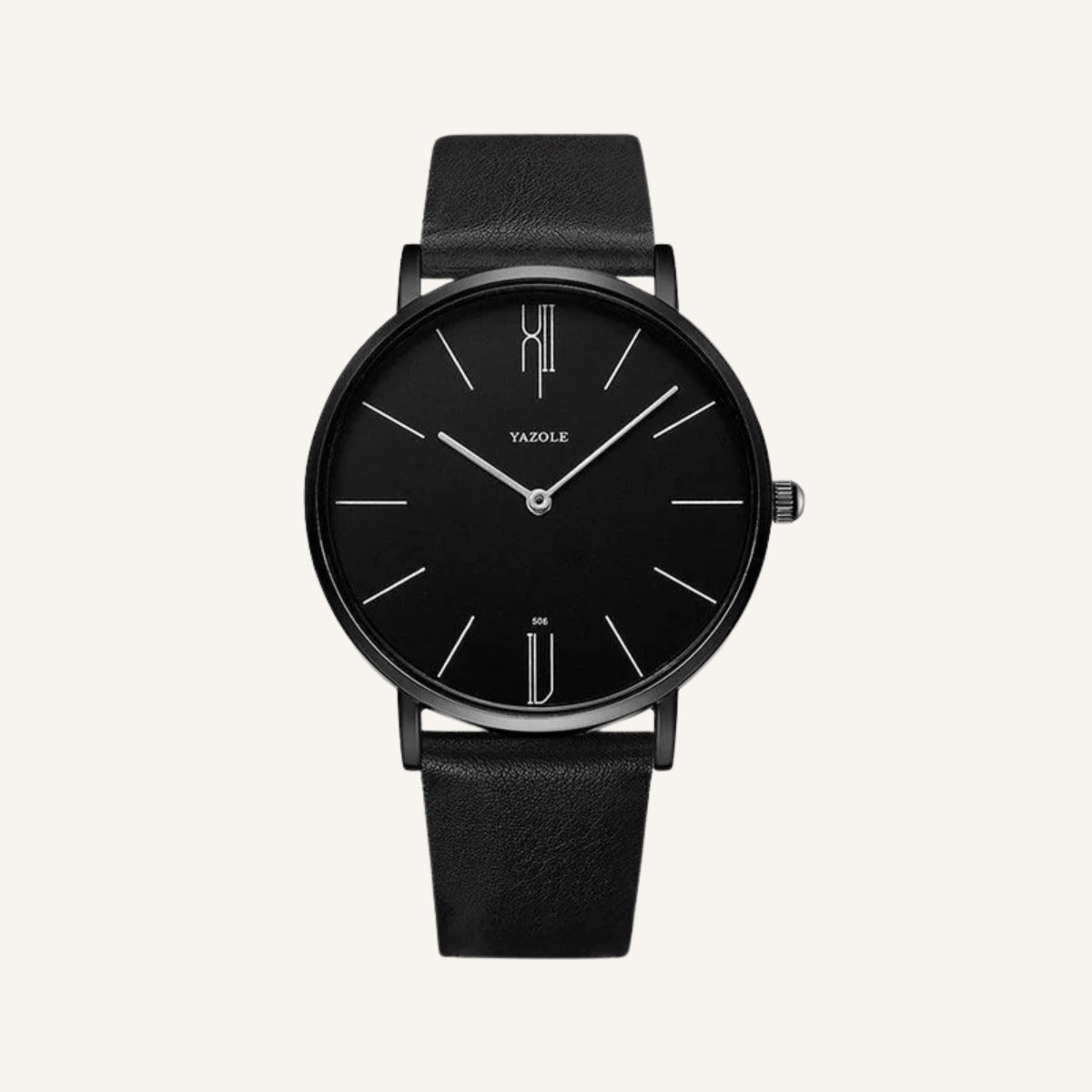 St. Martin Co Slim Dial Tan Leather Dress Watch — detail view