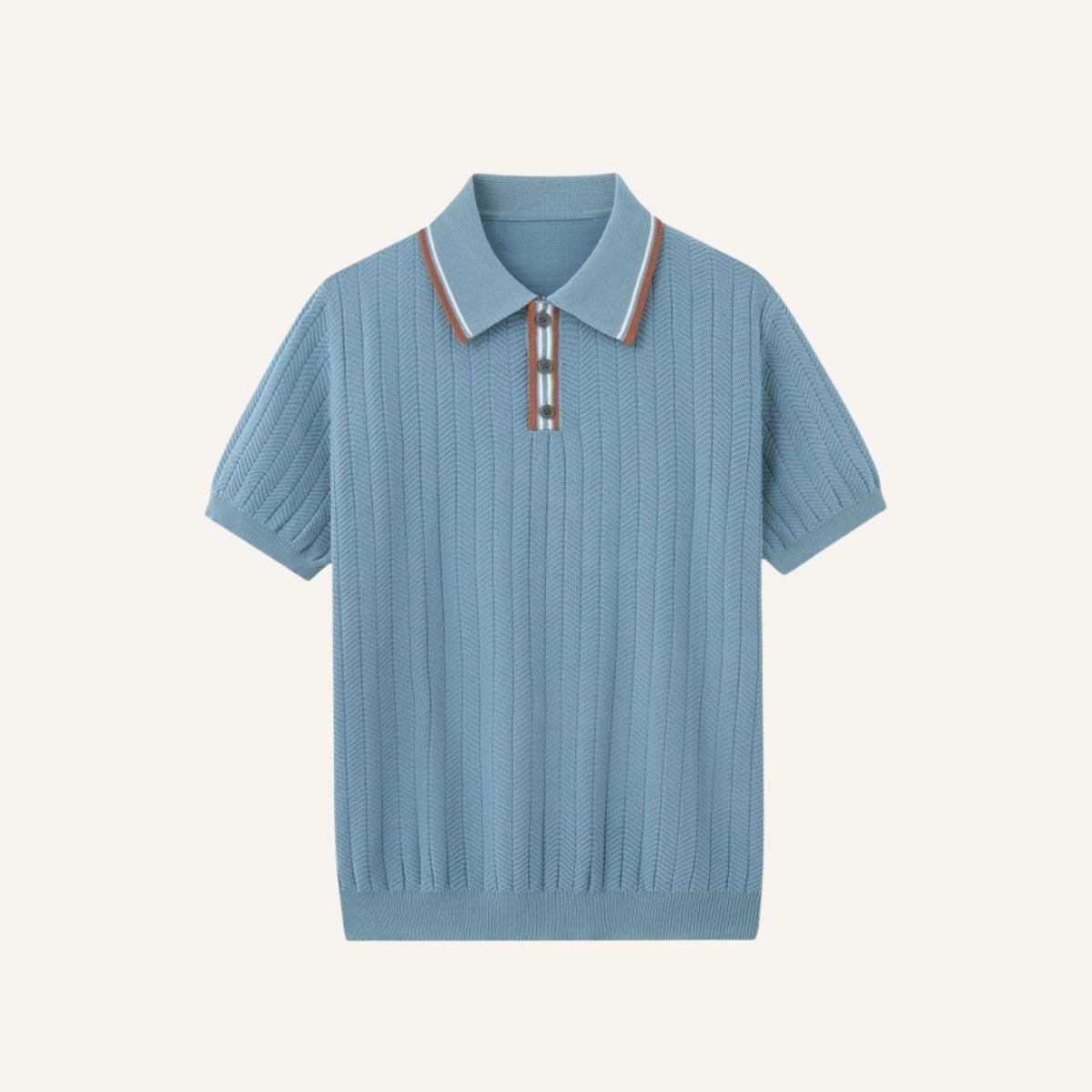 St. Martin Co Slate Blue Herringbone Knit Polo — front view