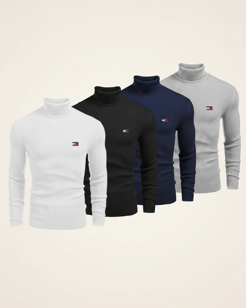 St. Martin Co TH Navy Ribbed Roll-Neck Knit — detail view