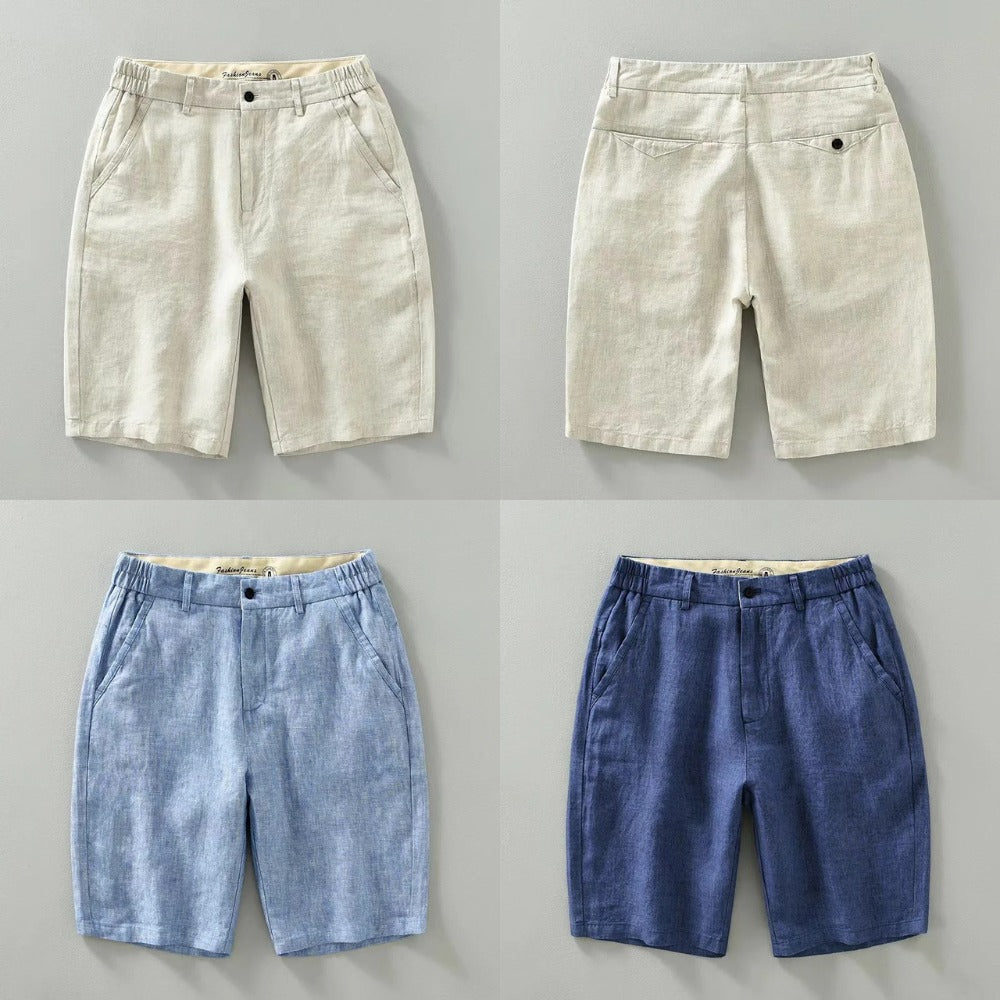 St. Martin Co Stone Linen Shorts Relaxed Chino Cut — detail view