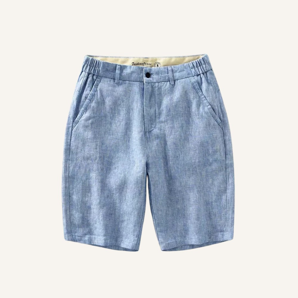 St. Martin Co Stone Linen Shorts Relaxed Chino Cut — detail view