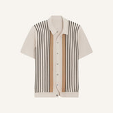 St. Martin Co Vertical Stripe Knit Button-Through Polo — detail view