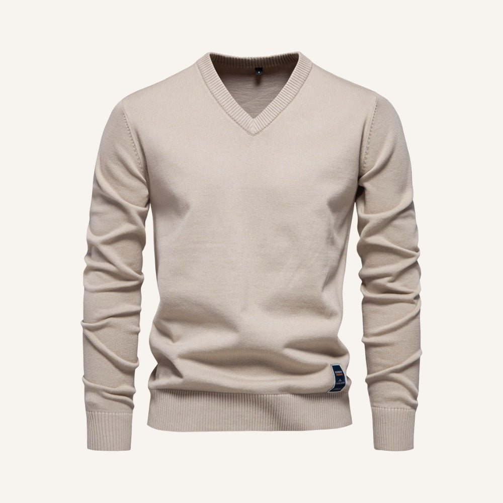St. Martin Co Stone V-Neck Fine Knit Pullover — front view