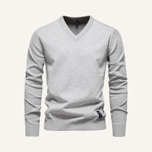 St. Martin Co Stone V-Neck Fine Knit Pullover — lifestyle view