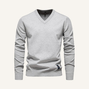 St. Martin Co Stone V-Neck Fine Knit Pullover — lifestyle view