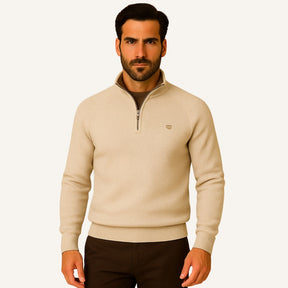 St. Martin Co Grey Ribbed Quarter-Zip Contrast Collar — detail view