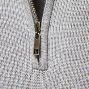 St. Martin Co Grey Ribbed Quarter-Zip Contrast Collar — detail view