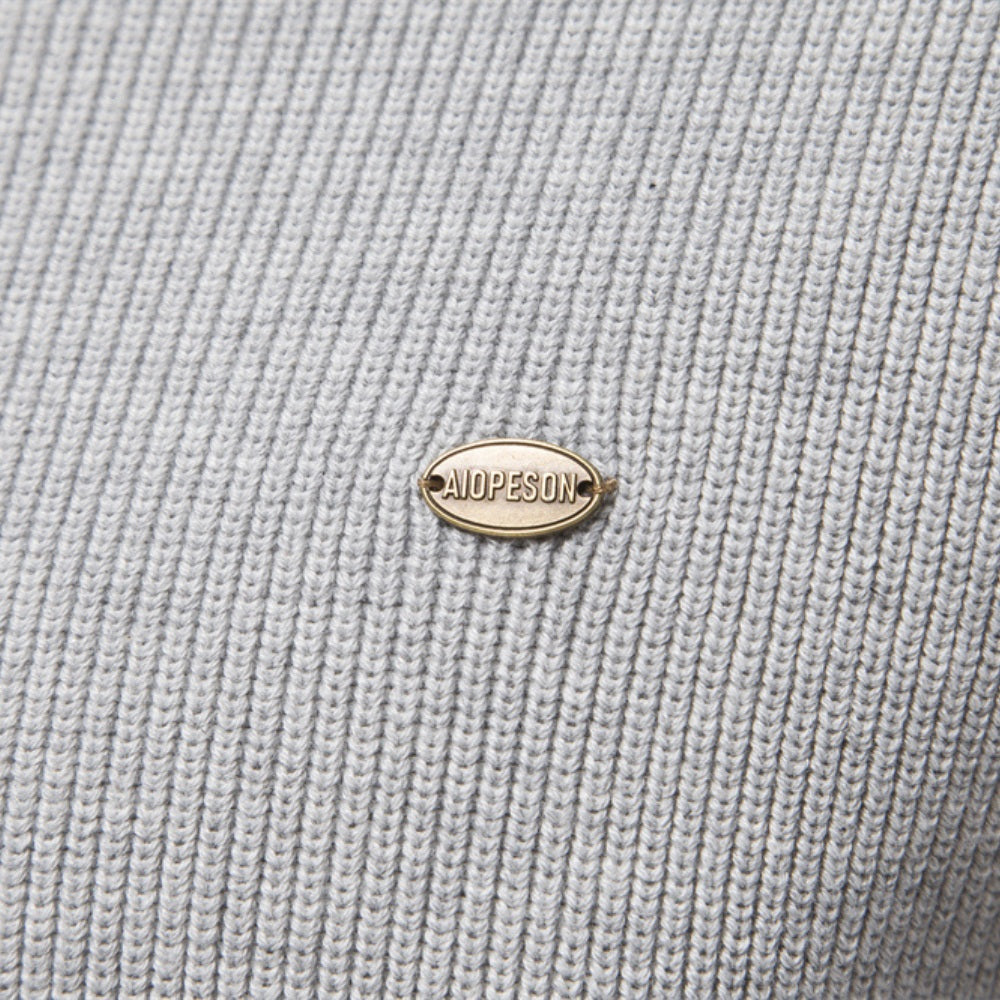 St. Martin Co Grey Ribbed Quarter-Zip Contrast Collar — detail view