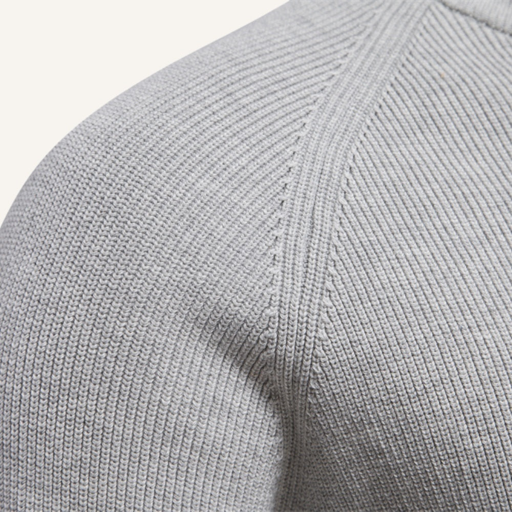 St. Martin Co Grey Ribbed Quarter-Zip Contrast Collar — detail view