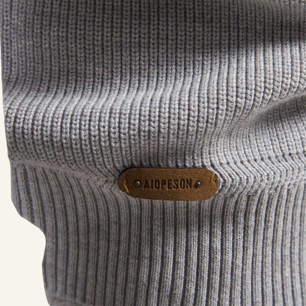 St. Martin Co Grey Ribbed Quarter-Zip Contrast Collar — detail view