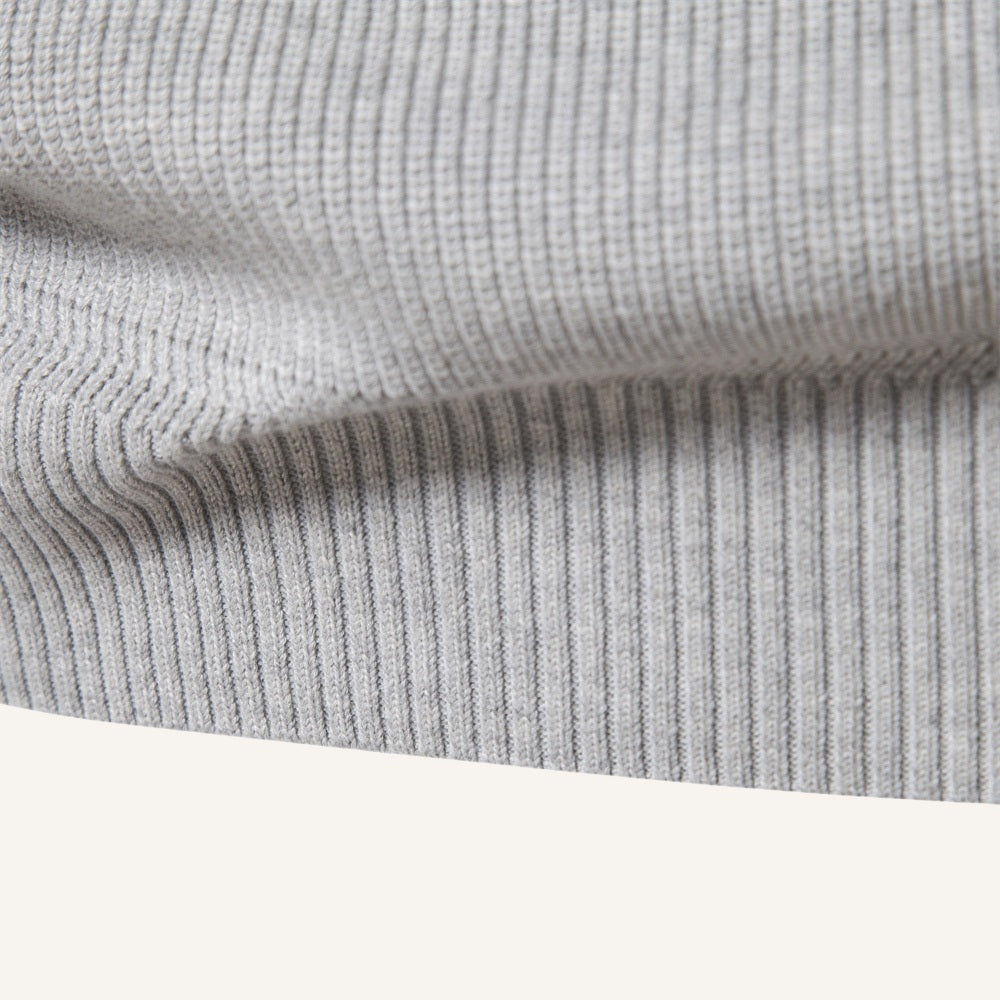 St. Martin Co Grey Ribbed Quarter-Zip Contrast Collar — detail view
