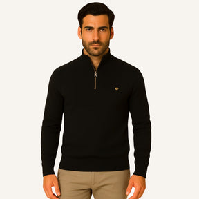 St. Martin Co Grey Ribbed Quarter-Zip Contrast Collar — detail view