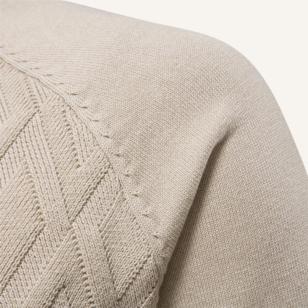 St. Martin Co Oatmeal Diamond-Knit Crew Neck Sweater — detail view