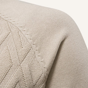 St. Martin Co Oatmeal Diamond-Knit Crew Neck Sweater — detail view
