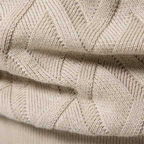 St. Martin Co Oatmeal Diamond-Knit Crew Neck Sweater — detail view