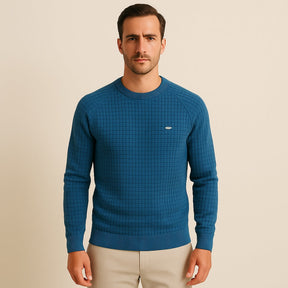 St. Martin Co Teal Waffle-Knit Raglan Crew Sweater — detail view