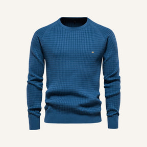 St. Martin Co Teal Waffle-Knit Raglan Crew Sweater — front view