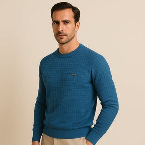 St. Martin Co Teal Waffle-Knit Raglan Crew Sweater — detail view
