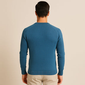 St. Martin Co Teal Waffle-Knit Raglan Crew Sweater — detail view