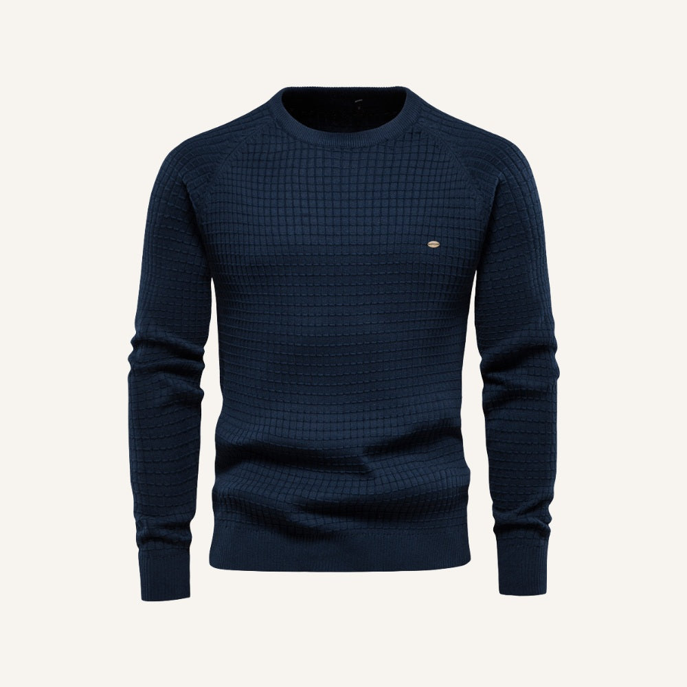 St. Martin Co Teal Waffle-Knit Raglan Crew Sweater — detail view