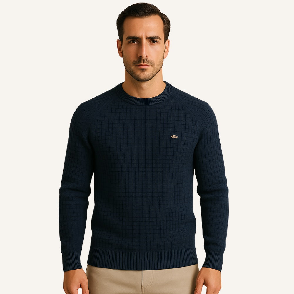 St. Martin Co Teal Waffle-Knit Raglan Crew Sweater — detail view
