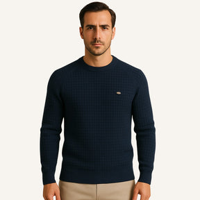 St. Martin Co Teal Waffle-Knit Raglan Crew Sweater — detail view