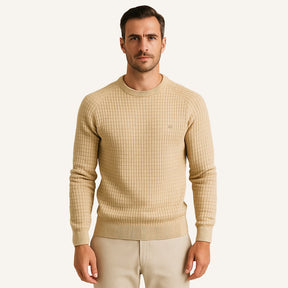St. Martin Co Teal Waffle-Knit Raglan Crew Sweater — lifestyle view
