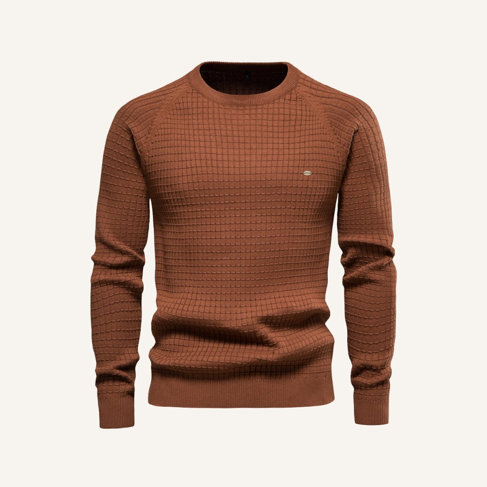 St. Martin Co Teal Waffle-Knit Raglan Crew Sweater — back view