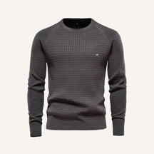 St. Martin Co Teal Waffle-Knit Raglan Crew Sweater — detail view