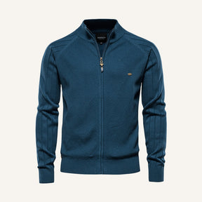 St. Martin Co Teal Full-Zip Textured Knit Cardigan — back view