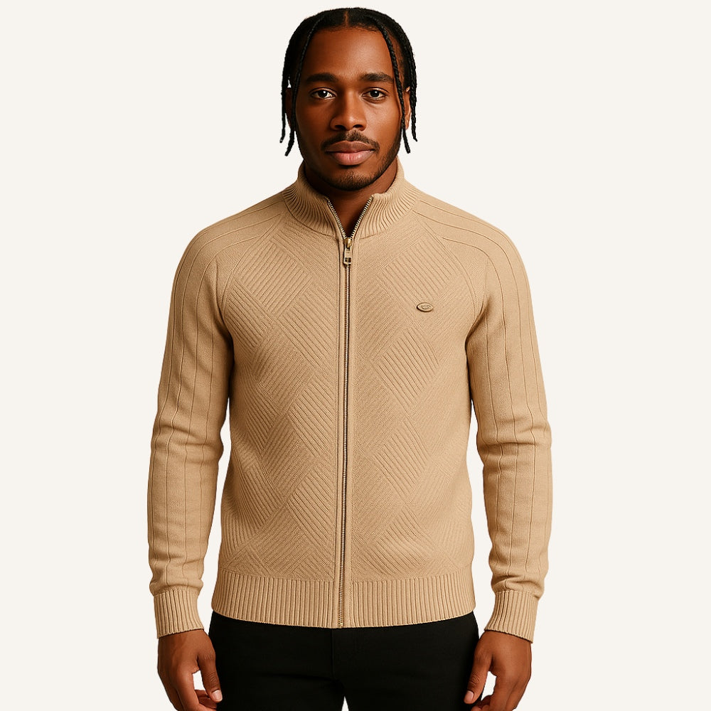St. Martin Co Teal Full-Zip Textured Knit Cardigan — detail view