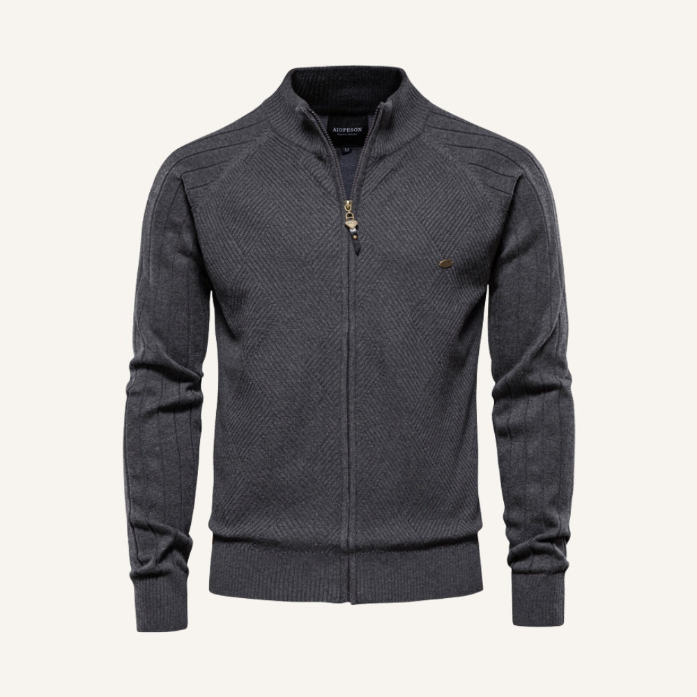 St. Martin Co Teal Full-Zip Textured Knit Cardigan — detail view