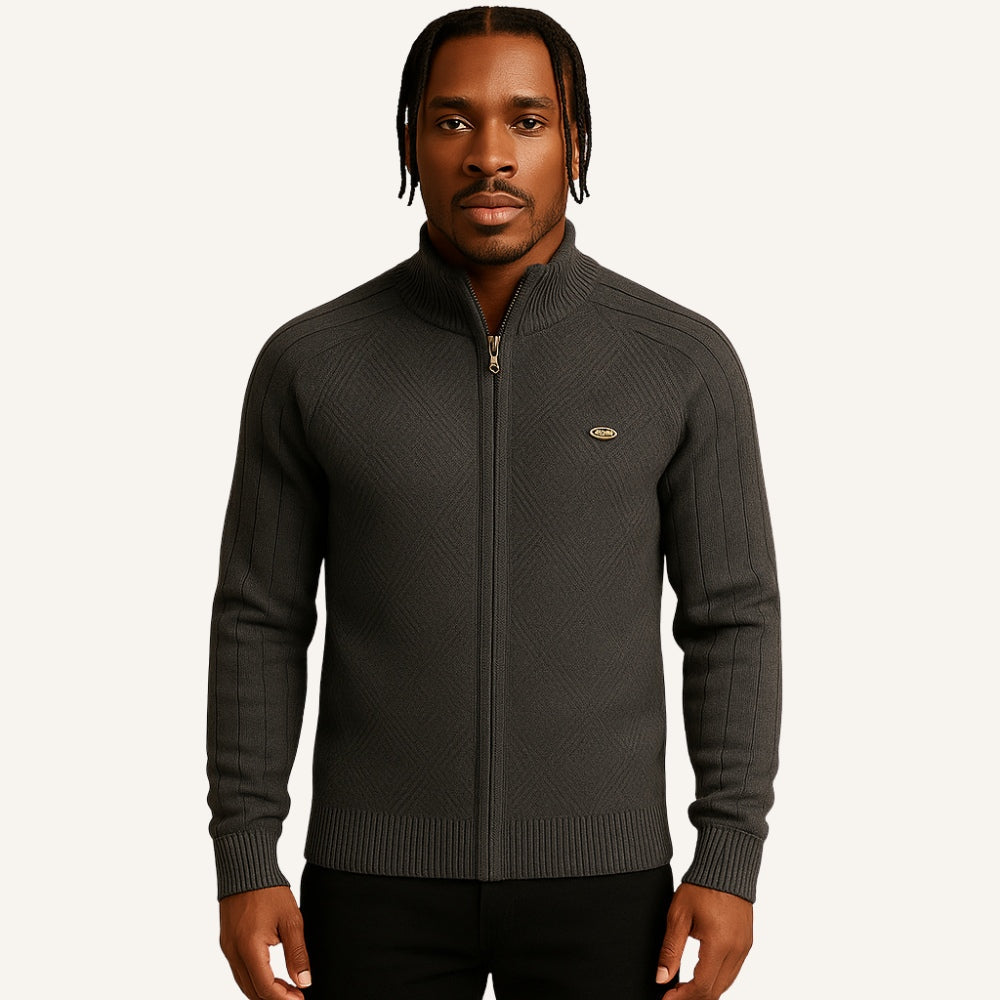 St. Martin Co Teal Full-Zip Textured Knit Cardigan — detail view