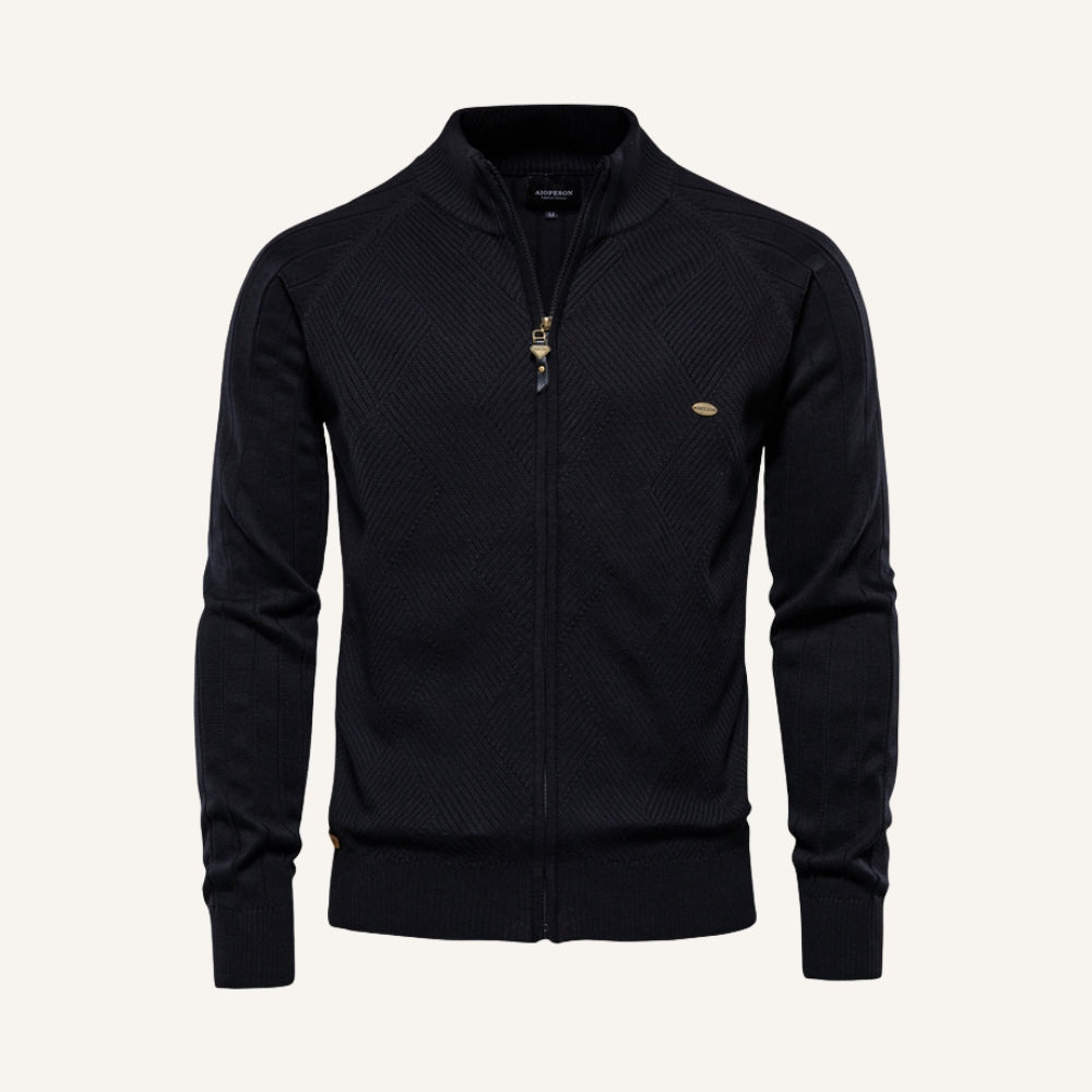 St. Martin Co Teal Full-Zip Textured Knit Cardigan — detail view
