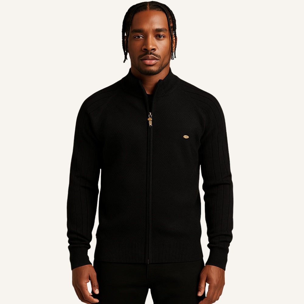 St. Martin Co Teal Full-Zip Textured Knit Cardigan — detail view