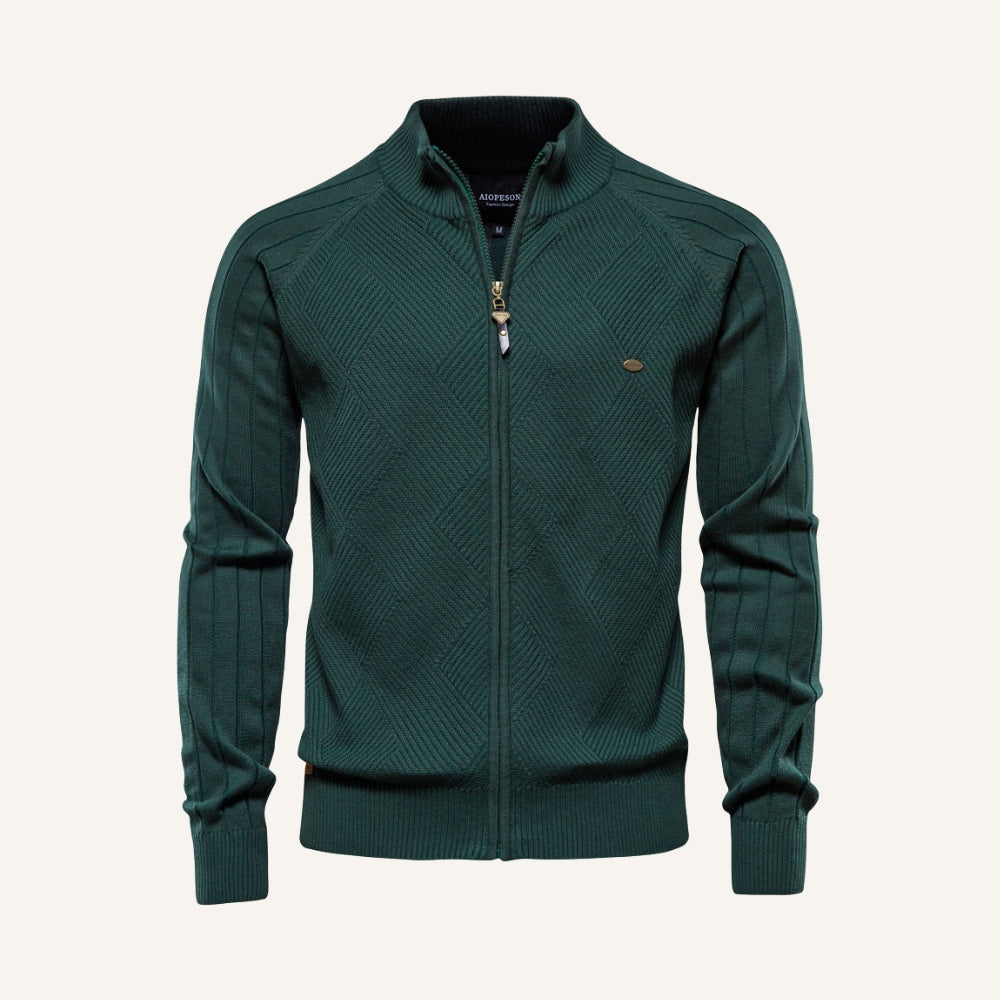 St. Martin Co Teal Full-Zip Textured Knit Cardigan — detail view