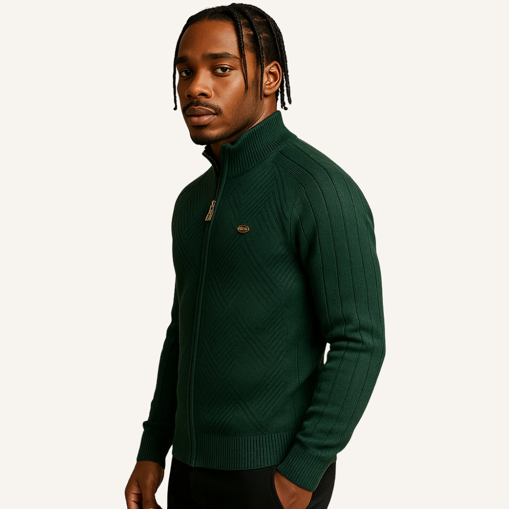 St. Martin Co Teal Full-Zip Textured Knit Cardigan — detail view