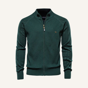 St. Martin Co Teal Full-Zip Textured Knit Cardigan — detail view