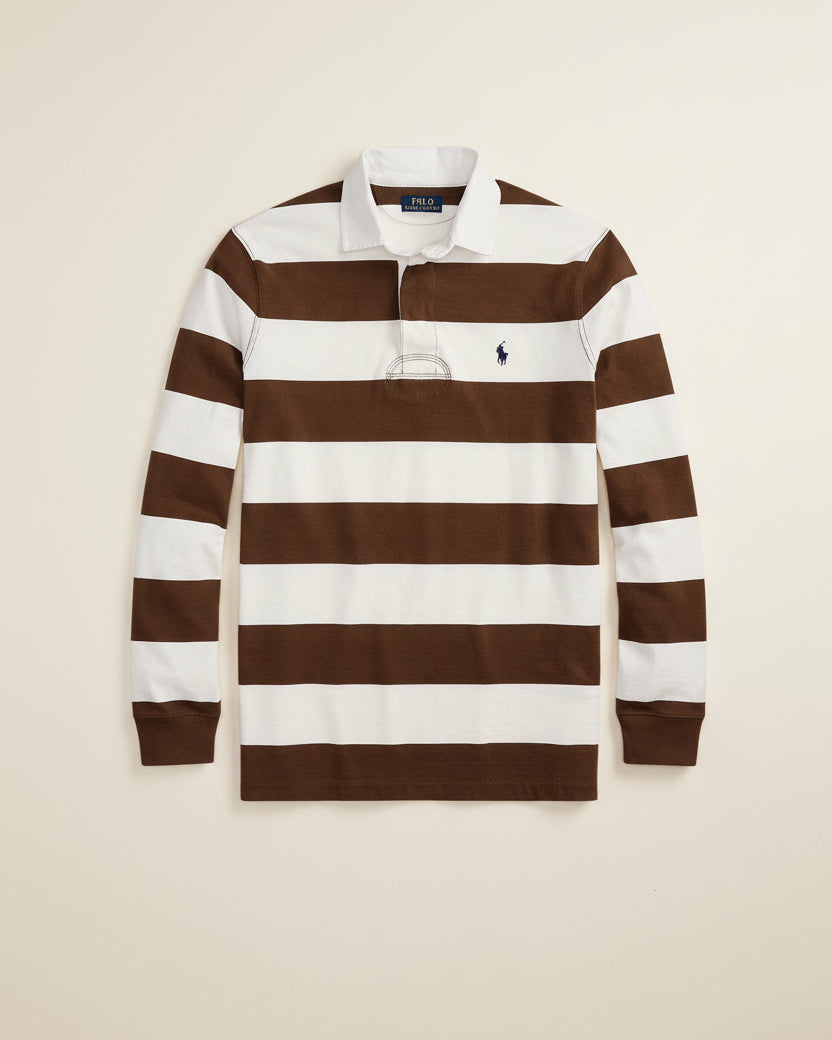 St. Martin Co RL Hooped Cotton Rugby Collar Shirt — lifestyle view