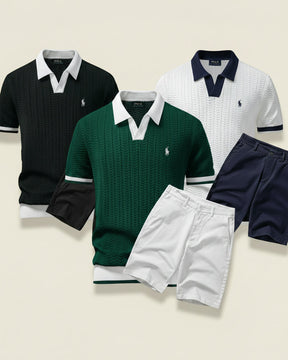 St. Martin Co RL Forest Chevron Knit Polo Shirt — detail view
