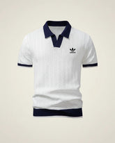 St. Martin Co AD Court Knit Open-Collar Polo Shirt — detail view